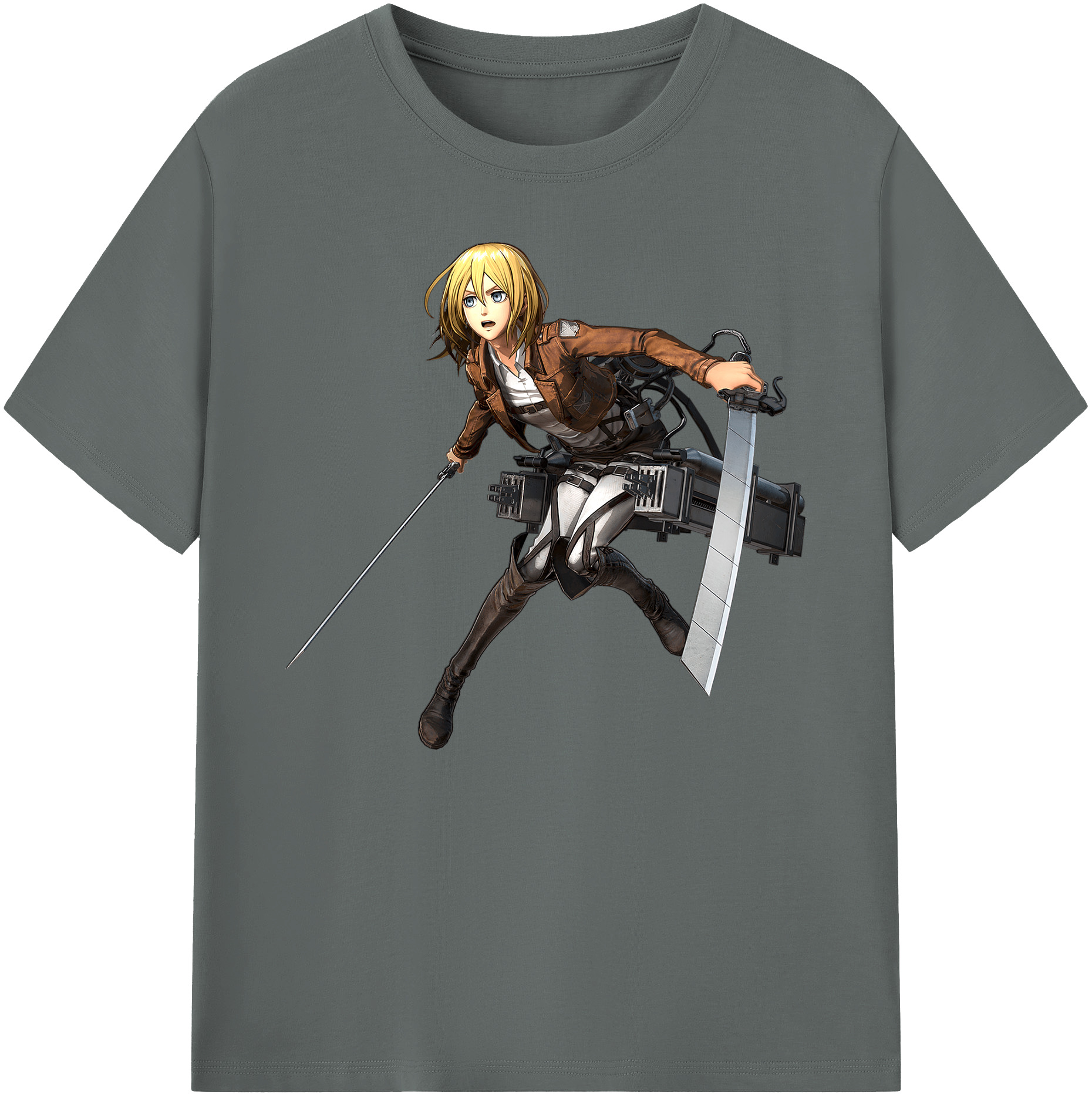 （画像用） 進撃の巨人 クリスタ·レンズ Attack on Titan Christa Lenz 綿100％ メンズ半袖Tシャツ｜肌触りやわらか＆通気性